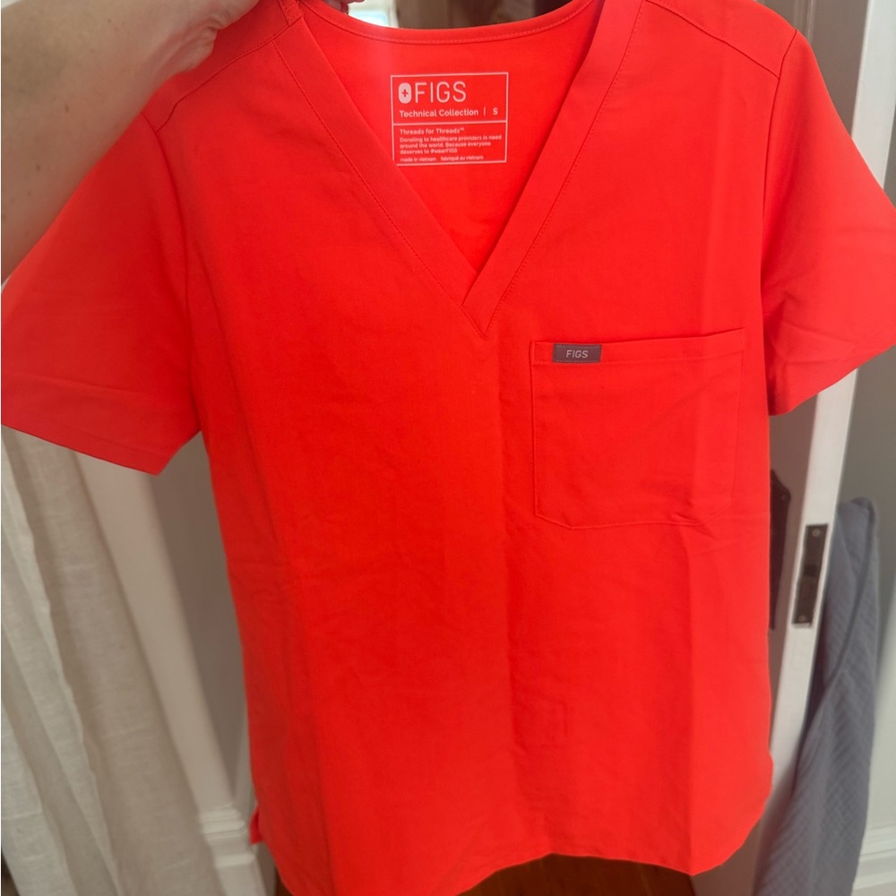 Figs Bright Orange Scrub Top and joggers